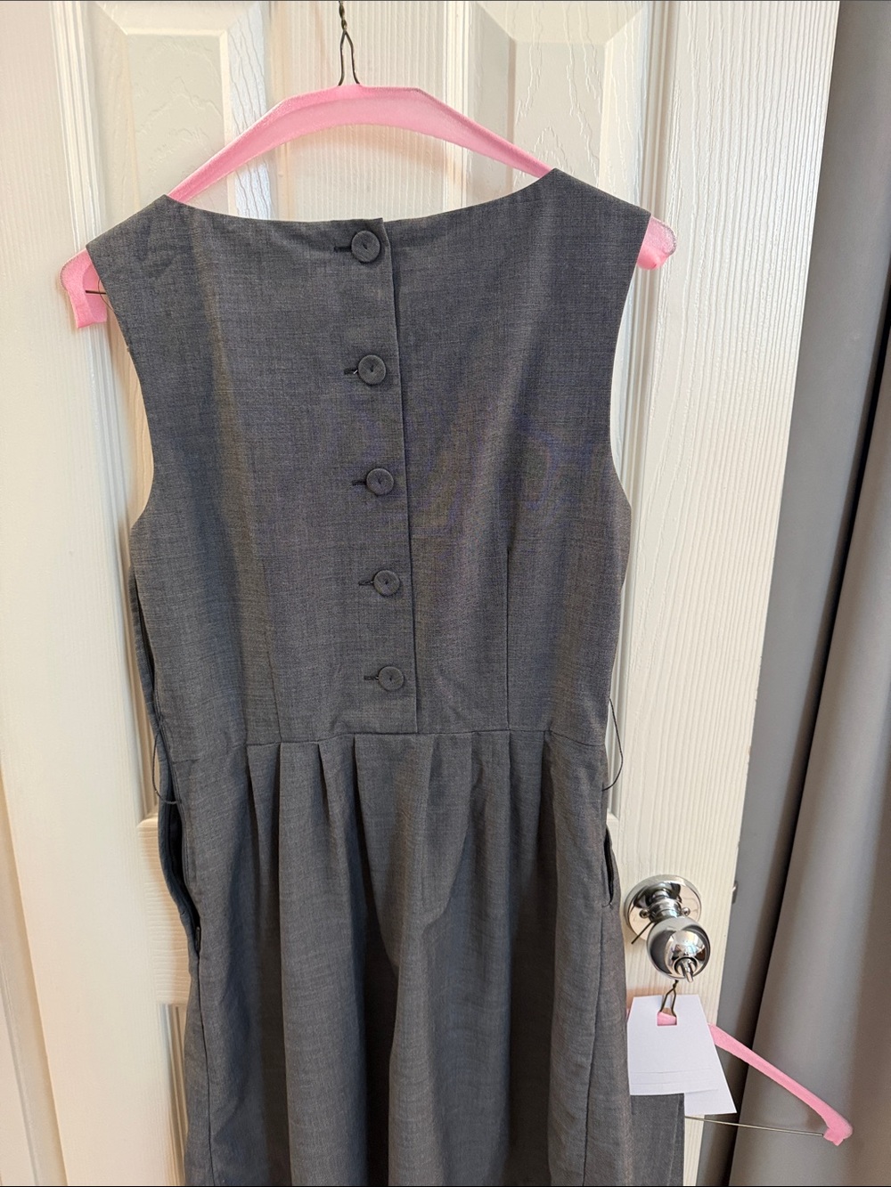 H&M Charcoal Gray Pleated Waist Midi Dress - Picture 10 of 12